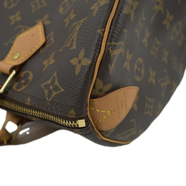 LOUIS VUITTON Speedy 30 Monogram Canvas Satchel Bag Brown