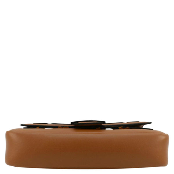 FENDI Baguette Leopard Print Calf Leather Shoulder Bag Brown