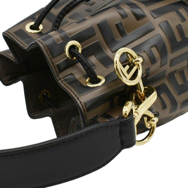 FENDI Mini Mon Tresor Leather Bucket Crossbody Bag Brown