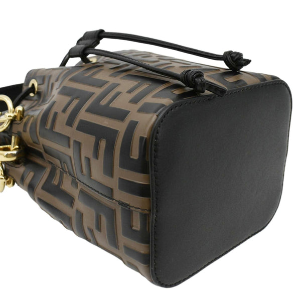 FENDI Mini Mon Tresor Leather Bucket Crossbody Bag Brown