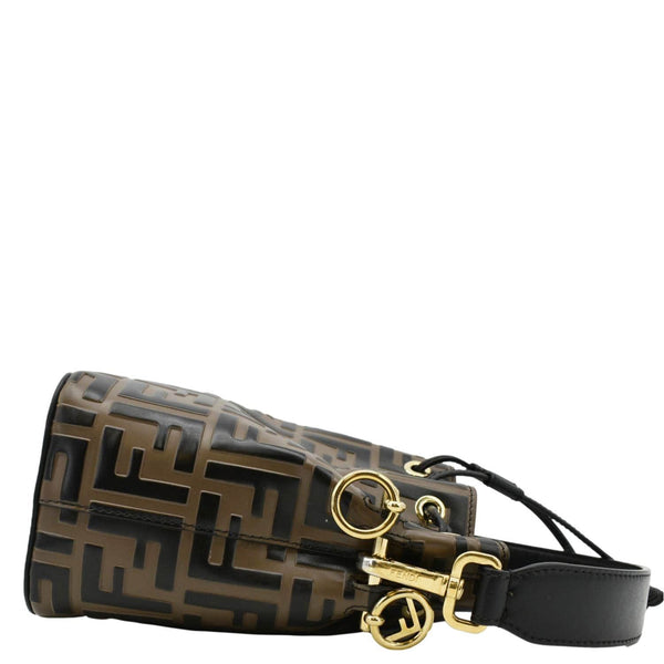 FENDI Mini Mon Tresor Leather Bucket Crossbody Bag Brown