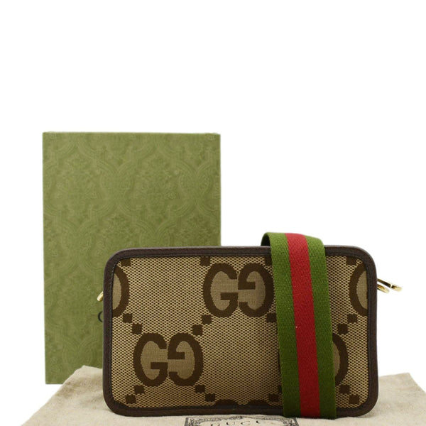 GUCCI Mini Jumbo GG Canvas Crossbody Bag Beige 696075