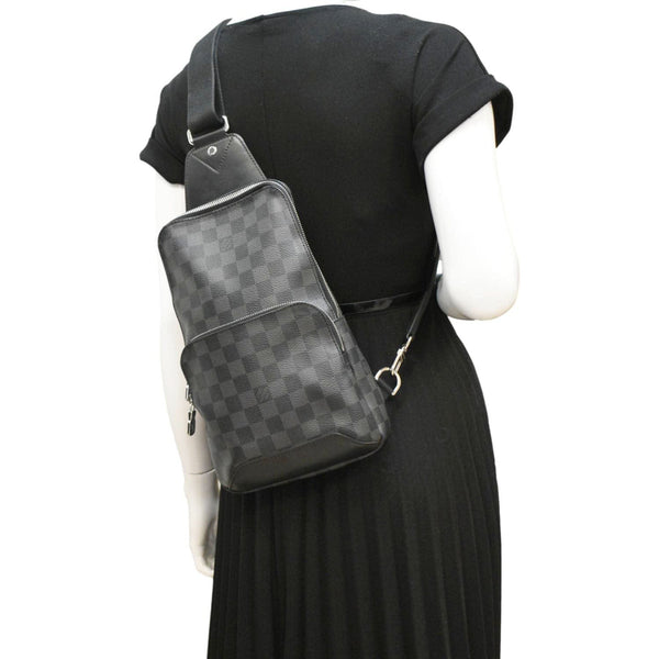 LOUIS VUITTON Avenue Sling Damier Graphite Backpack Bag Black