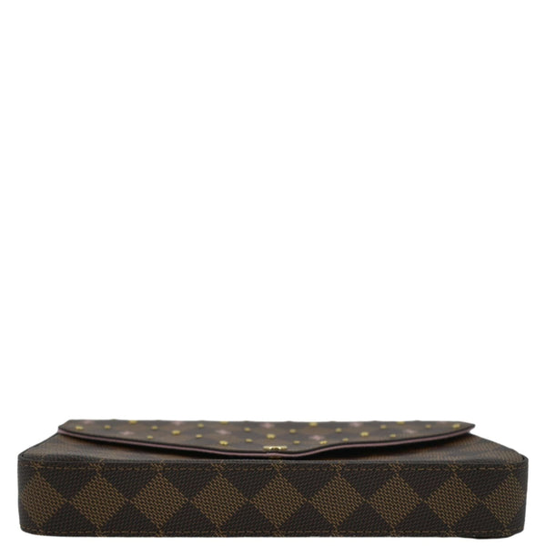 LOUIS VUITTON Studded Felicie Damier Ebene Pochette Crossbody Bag Brown