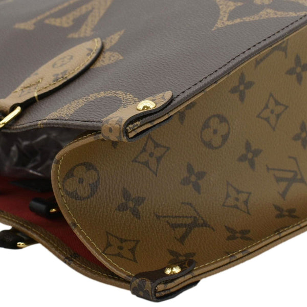 LOUIS VUITTON Onthego MM Giant Monogram Reverse Canvas Tote Bag Brown