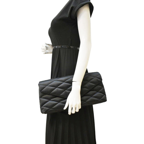 YVES SAINT LAURENT Sade Large Satin Black Clutch dummy look
