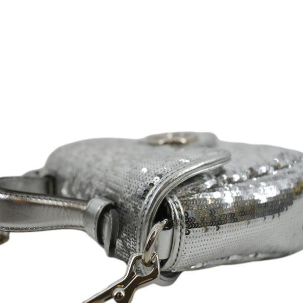 GUCCI GG Marmont Sequin Top Handle Crossbody Bag Silver 583571