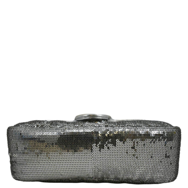 GUCCI GG Marmont Sequin Top Handle Crossbody Bag Silver 583571