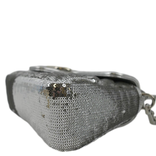 GUCCI GG Marmont Sequin Top Handle Crossbody Bag Silver 583571
