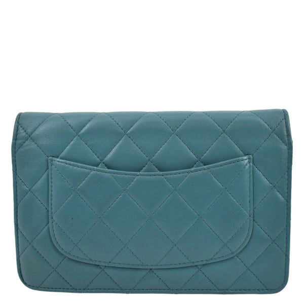 CHANEL WOC Quilted Leather Crossbody Wallet Light Blue