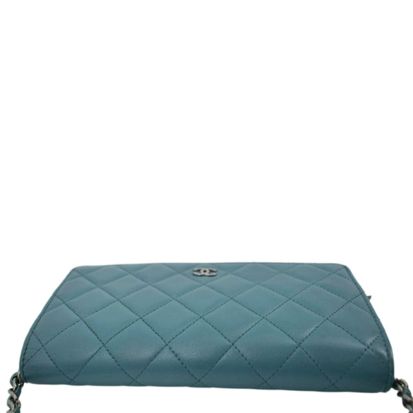 CHANEL WOC Quilted Leather Crossbody Wallet Light Blue