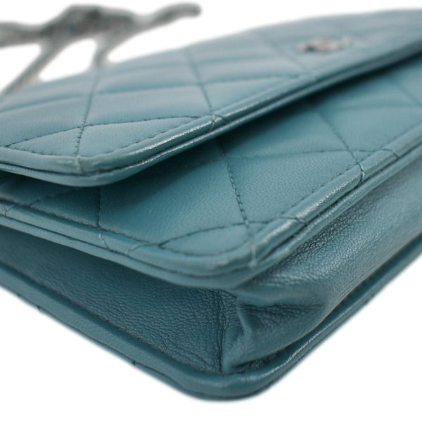 CHANEL WOC Quilted Leather Crossbody Wallet Light Blue