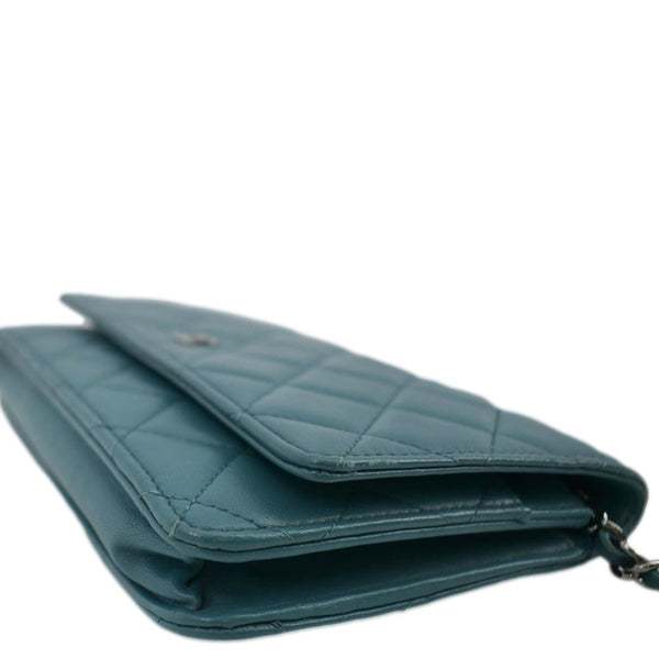 CHANEL WOC Quilted Leather Crossbody Wallet Light Blue