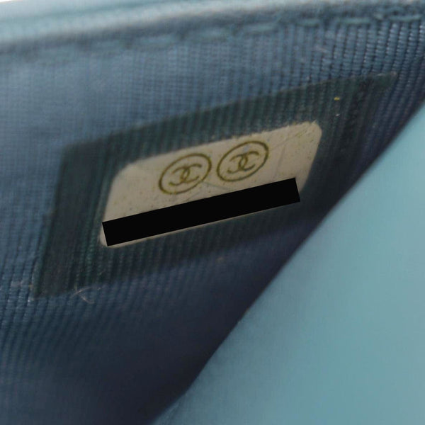 CHANEL WOC Quilted Leather Crossbody Wallet Light Blue