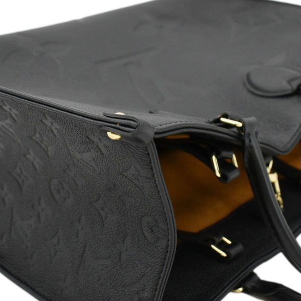LOUIS VUITTON Onthego MM Giant Monogram Empreinte Leather Tote Bag Black