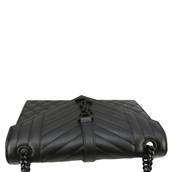 YVES SAINT LAURENT Envelope Medium Mixed Matelasse Leather Shoulder Bag Black
