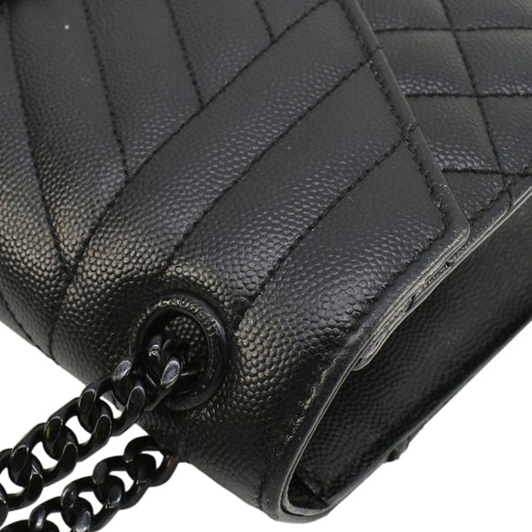 YVES SAINT LAURENT Envelope Medium Mixed Matelasse Leather Shoulder Bag Black