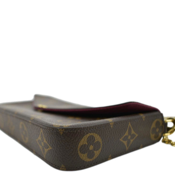 LOUIS VUITTON Felicie Monogram Canvas Pochette Crossbody Bag Brown