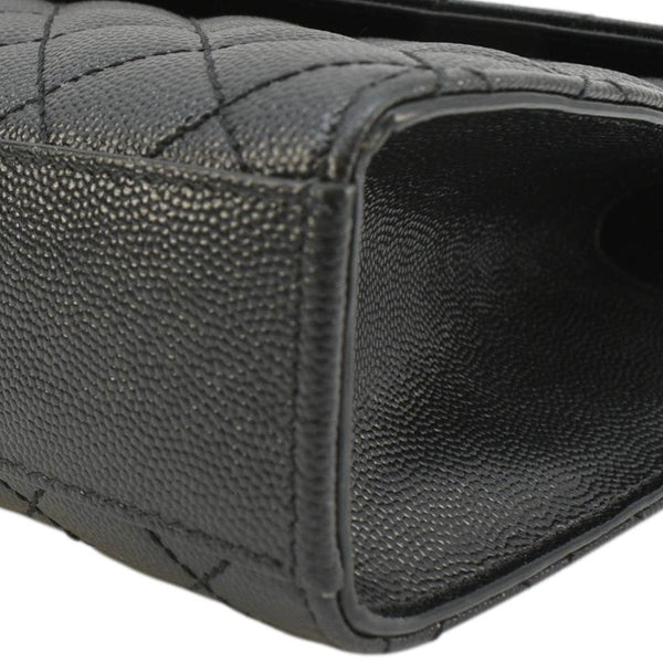 YVES SAINT LAURENT Envelope Medium Mixed Matelasse Leather Shoulder Bag Black