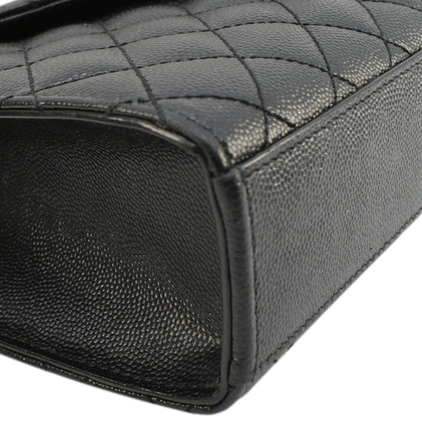 YVES SAINT LAURENT Envelope Medium Mixed Matelasse Leather Shoulder Bag Black