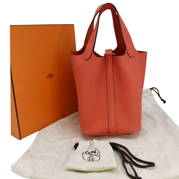 HERMES Picotin Lock 18 Taurillon Clemence Leather Hobo Bag Light Pink