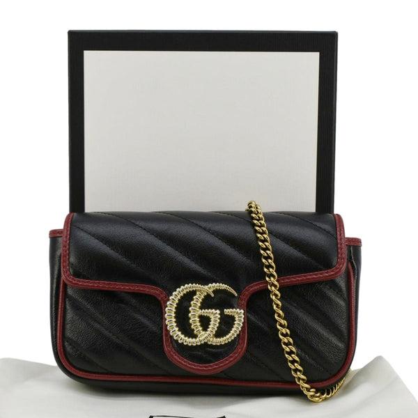 GUCCI GG Marmont Tourchon Mini Matelasse Leather Shoulder Crossbody Bag Black 574969