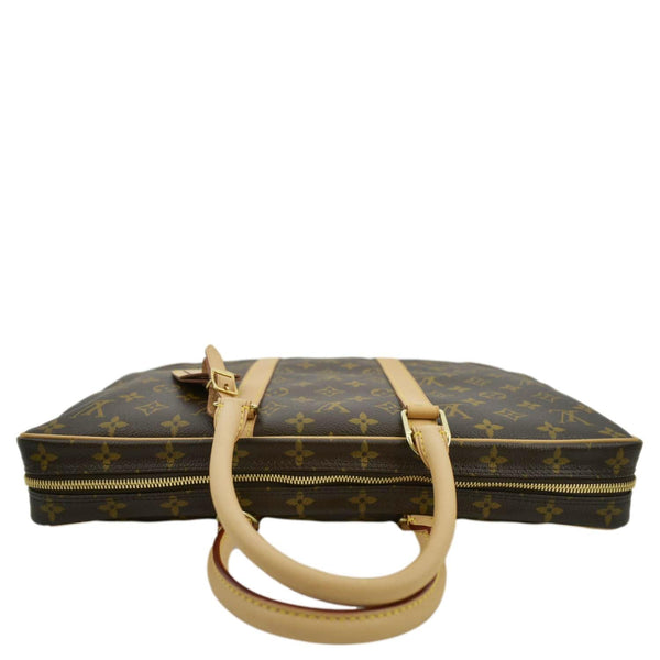 LOUIS VUITTON Porte Documents Voyage Monogram Canvas Briefcase Bag Brown