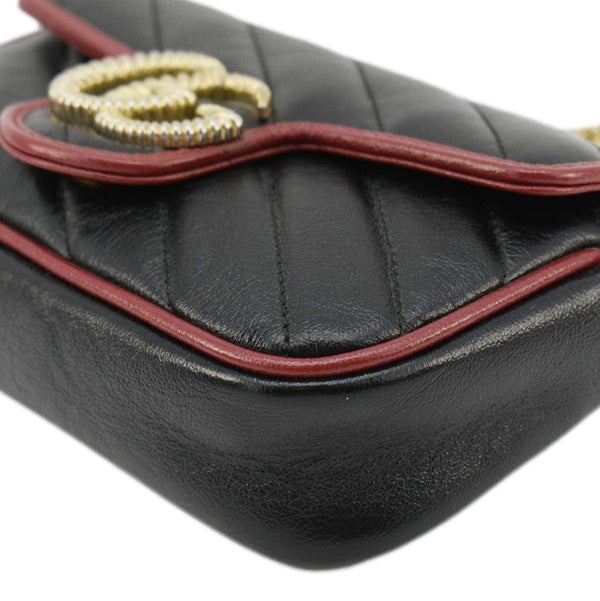 GUCCI GG Marmont Tourchon Mini Matelasse Leather Shoulder Crossbody Bag Black 574969