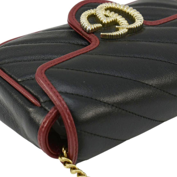 GUCCI GG Marmont Tourchon Mini Matelasse Leather Shoulder Crossbody Bag Black 574969
