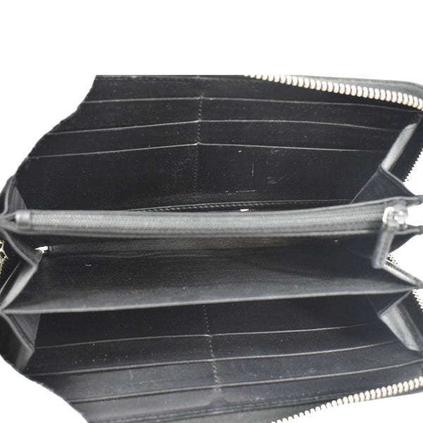 GUCCI Web Stripe Leather Zippy Wallet Black 408831