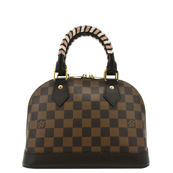 LOUIS VUITTON Braided Alma BB Damier Ebene Satchel Bag Brown