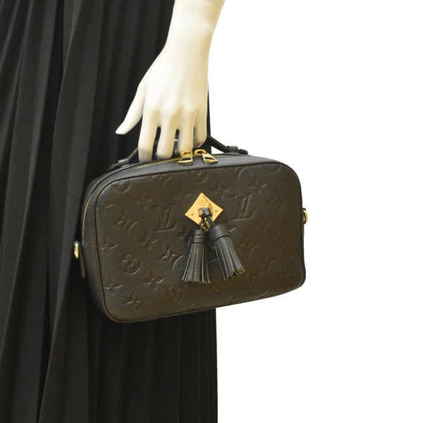 LOUIS VUITTON Saintonge Monogram Empreinte Leather Top Handle Satchel Bag Black