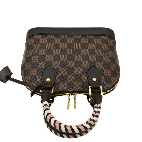 LOUIS VUITTON Braided Alma BB Damier Ebene Satchel Bag Brown
