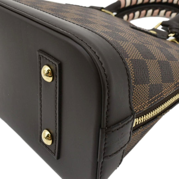 LOUIS VUITTON Braided Alma BB Damier Ebene Satchel Bag Brown
