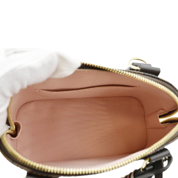 LOUIS VUITTON Braided Alma BB Damier Ebene Satchel Bag Brown