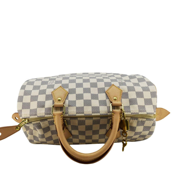 LOUIS VUITTON Speedy 30 Damier Azur Satchel Bag White