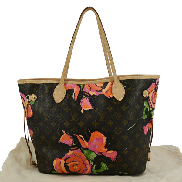 LOUIS VUITTON Limited Edition Neverfull MM Roses Monogram Canvas Shoulder Bag Brown