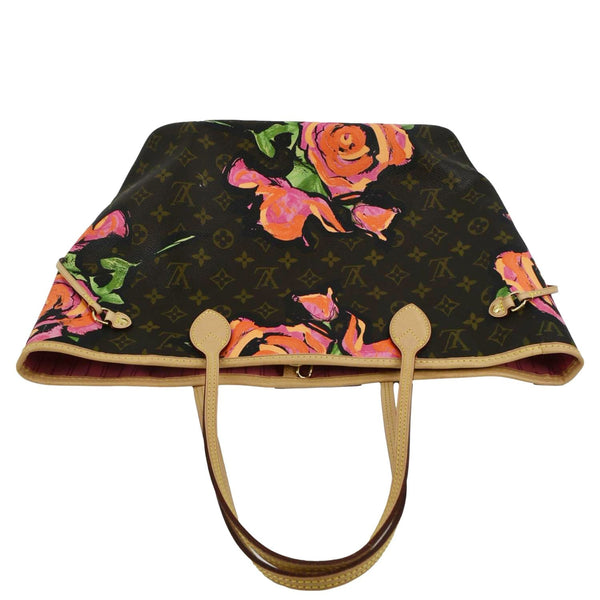LOUIS VUITTON Limited Edition Neverfull MM Roses Monogram Canvas Shoulder Bag Brown