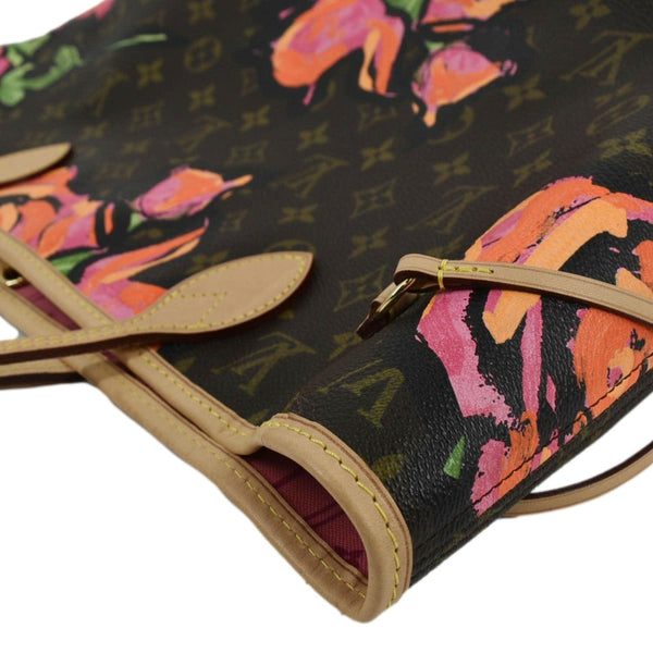 LOUIS VUITTON Limited Edition Neverfull MM Roses Monogram Canvas Shoulder Bag Brown