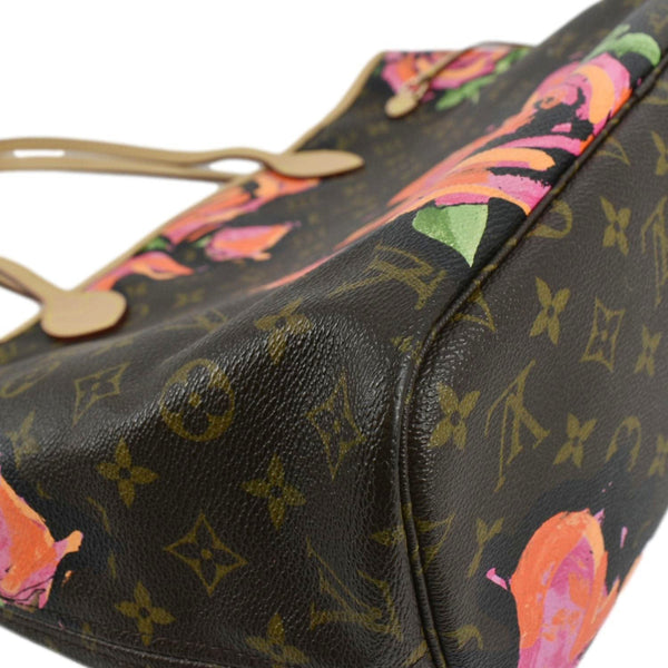 LOUIS VUITTON Limited Edition Neverfull MM Roses Monogram Canvas Shoulder Bag Brown