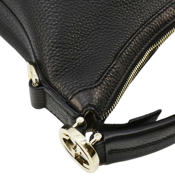 GUCCI Miss GG Original Pebbled Calfskin Leather Hobo Bag Black 326514