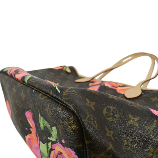 LOUIS VUITTON Limited Edition Neverfull MM Roses Monogram Canvas Shoulder Bag Brown