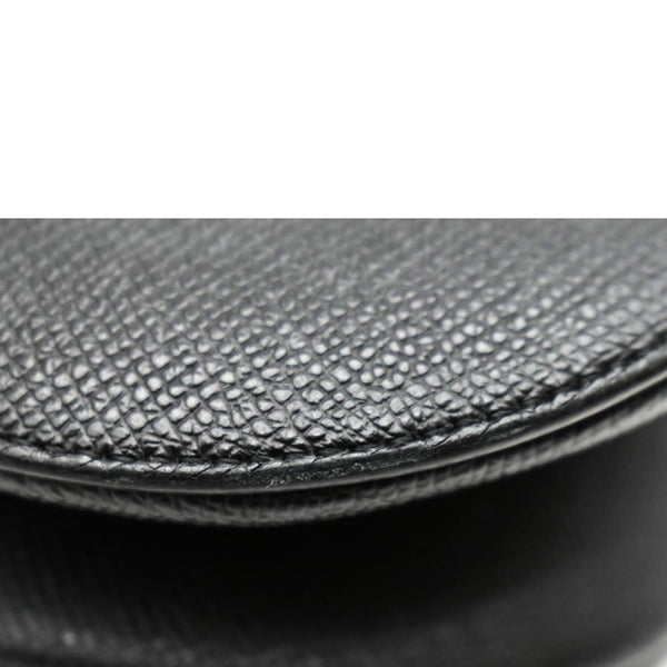 CHRISTIAN DIOR Saddle Grained Leather Satchel Shoulder Bag Black