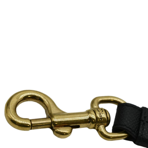 CHRISTIAN DIOR Saddle Grained Leather Satchel Shoulder Bag Black