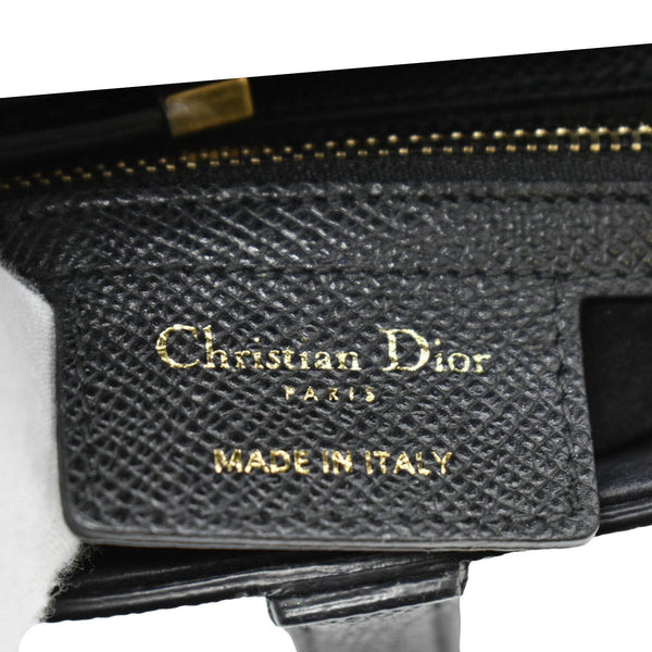 CHRISTIAN DIOR Saddle Grained Leather Satchel Shoulder Bag Black