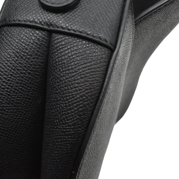 CHRISTIAN DIOR Saddle Grained Leather Satchel Shoulder Bag Black