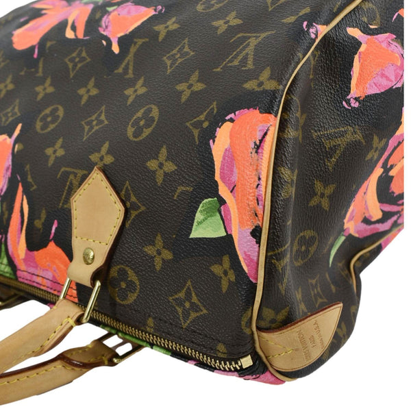 LOUIS VUITTON Roses Speedy 30 Monogram Canvas Satchel Bag Brown