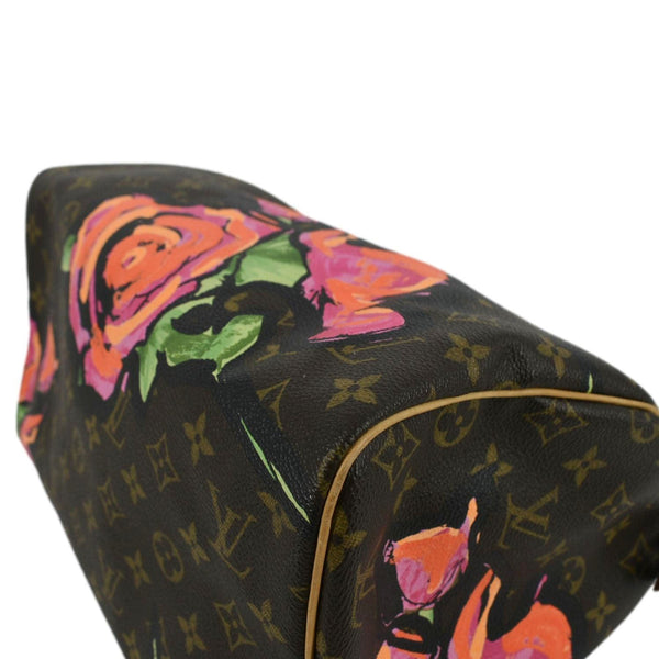LOUIS VUITTON Roses Speedy 30 Monogram Canvas Satchel Bag Brown