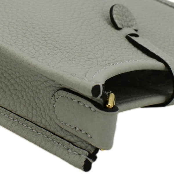 HERMES Evelyne TPM Clemence Leather Crossbody Bag Light Grey