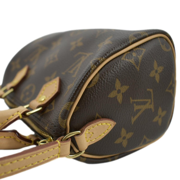 LOUIS VUITTON Nano Speedy Monogram Canvas Crossbody Bag Brown